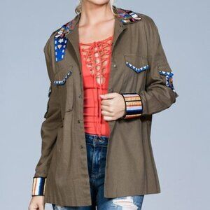 OLIVE EMBROIDERED JACKET